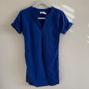 Vineyard Vines Blue V-Neck Women's Linen Dress